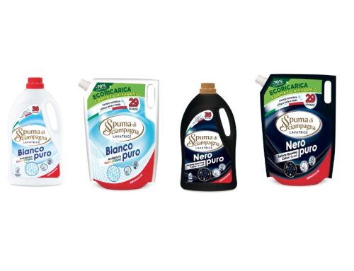 Spuma di Sciampagna: i detersivi lavatrice liquidi Bianco Puro e Nero Puro hanno ora formule più sostenibili